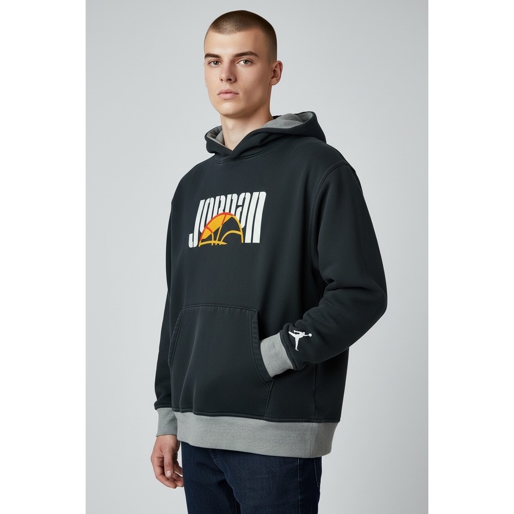 Jordan Sport DNA Hoodie Mens XL Black‎ Grey DC9639-010 Excellent Graphic Fleece
